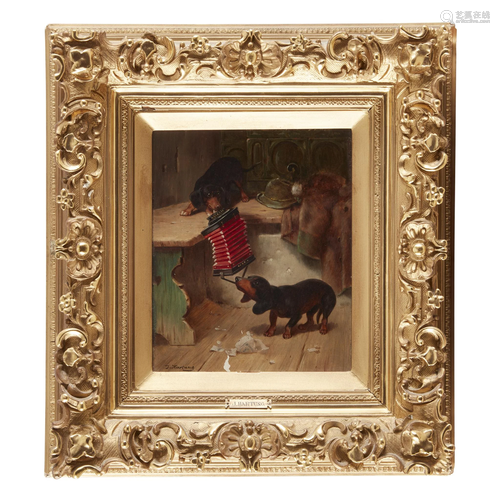 Julius Hartung (Viennese, 1836-1918), , Dogs with