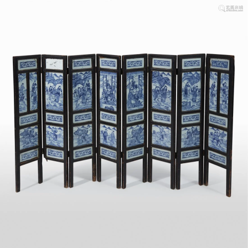 Chinese blue and white porcelain table screen