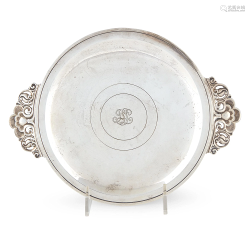 An American sterling silver salver with monogram, …