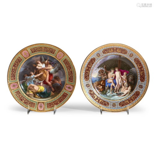 Two Royal Vienna hand-painted and parcel-gilt …