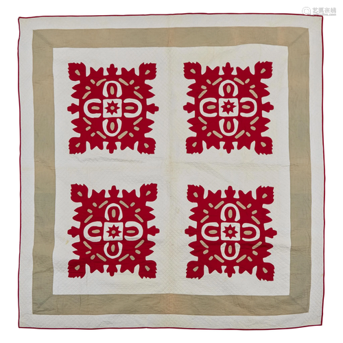 Appliqued quilt, late 19th century