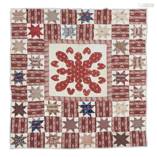 Pieced and appliqued quilt, second half 19th century