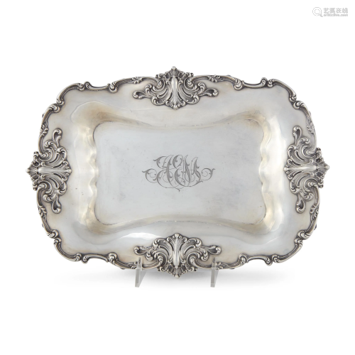 An American sterling silver serving dish with mono…