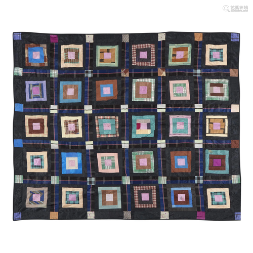 Crazy quilt and pieced silk quilt, late 19th century