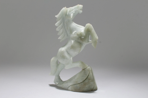 An Estate Chinese Jade-curving Horse Portrait Statue