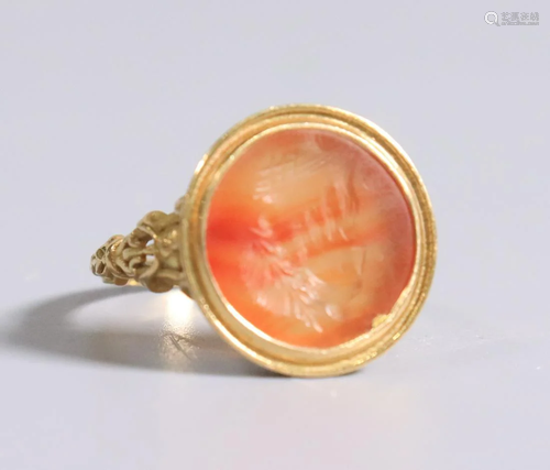 Greco-Roman Agate Intaglio in 18K Ring