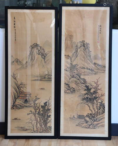 2 Chinese Ink Paintings on Silk