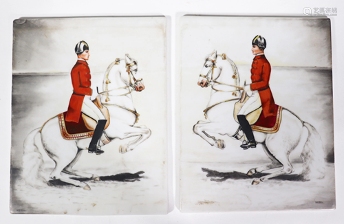 Pair Porcelain Lipizzaner Hutchenreuther Plaques