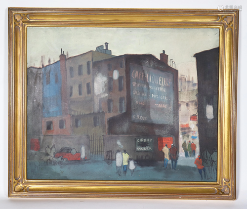 Paris Alley, Mid 20 Century Double-sided Painting