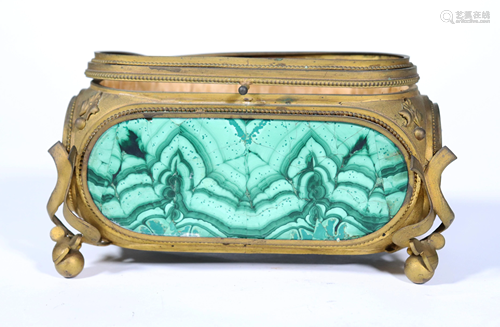 Malachite & Bronze French 19 C Jewel Casket