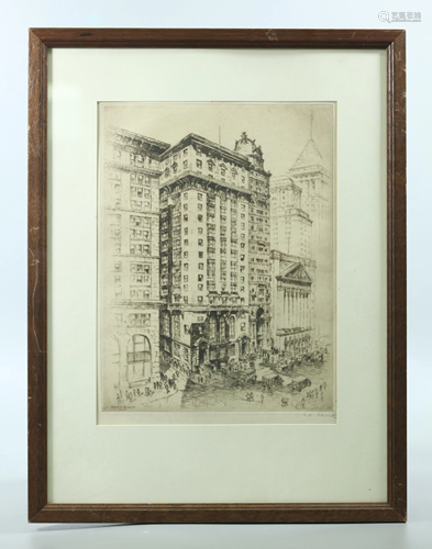 Anton Schutz; Manhattan Building Etching 1927