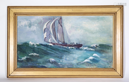 Ship on High Seas; Oil on Canvas; A A Goodley