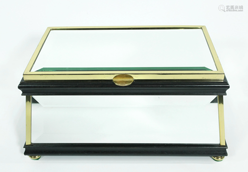 Italian Mirror, Wood & Brass Edged Large Jewel Box