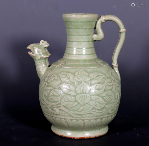 Chinese Yueyao Celadon Double Chicken Head Ewer