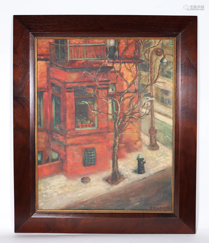 Edith Diamond 1947 Oil Canvas NYC Townhouse