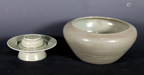 2 Koryo Korean Ceramics; Celadon Cup Stand…