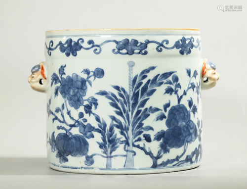 Chinese Kangxi Blue & White Porcelain Planter