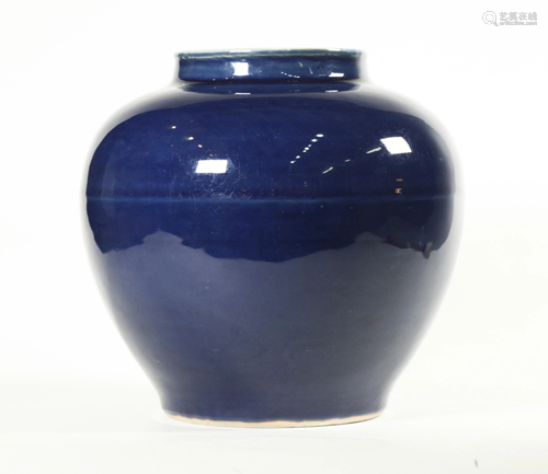 Chinese Cobalt Blue Monochrome Porcelain Jar