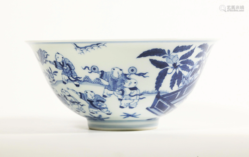 Sotheby's Chinese Blue & White Bowl Qianlong Mark