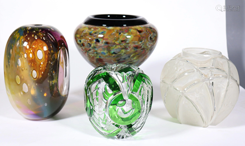 4 Art Glass & Crystal Vases