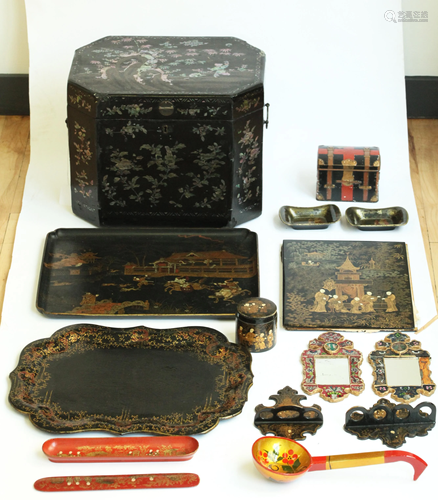 12+ Chinese & European 19 C Lacquer Wares