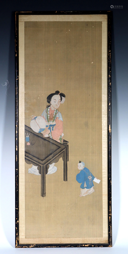 Qing Dynasty Chinese Ink & Color Painting on Silk