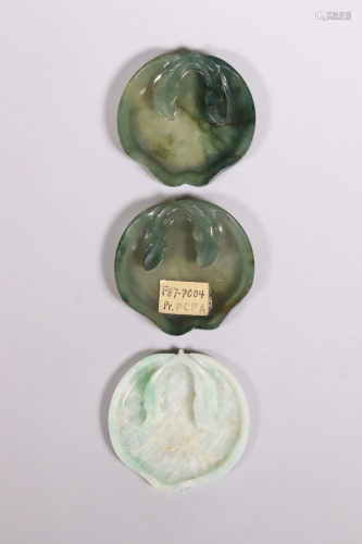 3 Chinese Qing Jade Jadeite Palate Dishes