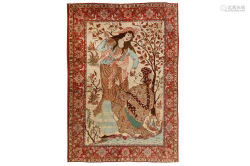 A VERY FINE ISFAHAN PICTORIAL RUG, CENTRAL PERSIA