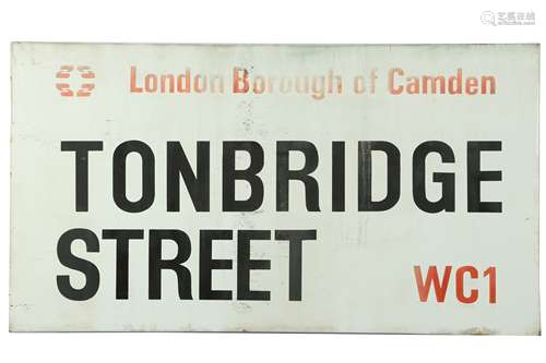 Sign.- A London Borough of Camden enamel sign.- 'Tonbridge Street WC1'