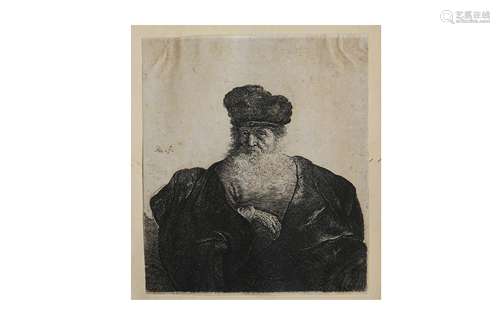 van Rijn (Rembrandt) Old man with beard, fur cap and velvet cloak