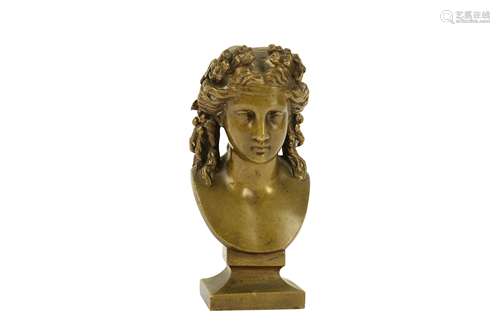 A late 19th century bronze bust of a woman as an allegory of summer