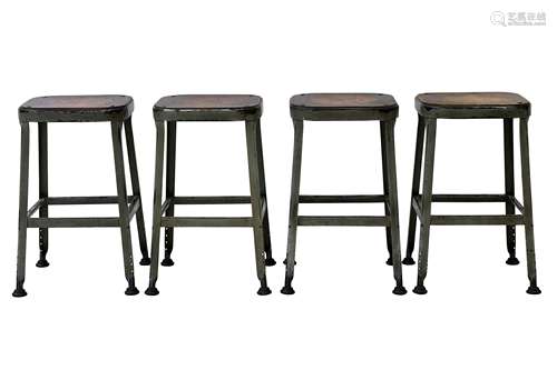 Four Industrial-Style Metal Stools