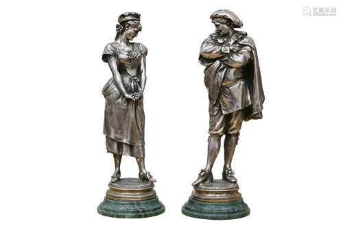 A Pair of Antique French Silvered Figures