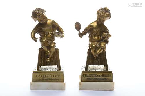 A pair of late 19th century French bronze figures