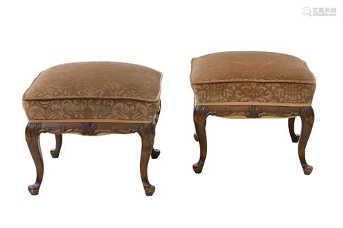 A pair of 18th Century style walnut footstools