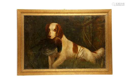 JOHN DUVALL (BRITISH 1816-1892) Spaniel with pheasant signed J Duvall (lower right) oil on canvas