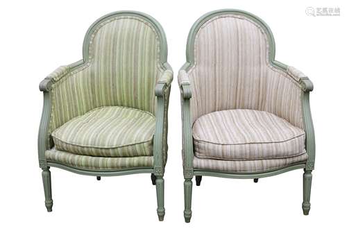 A pair of late 19th to early 20th Century French Armchairs