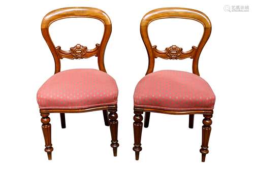 A pair of Victorian mahogany balloon back dining chairs