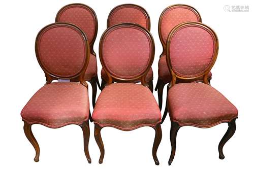 Set of six late 19th century rosewood dining chairs