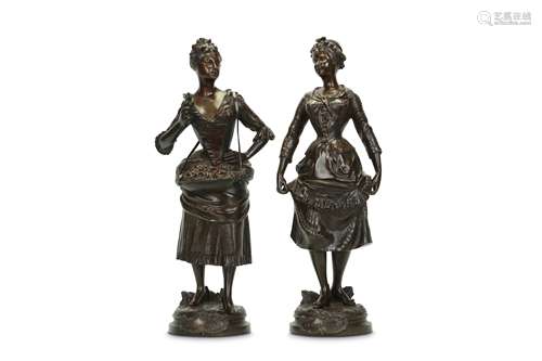 JOSEPH-FRANÇOIS BELIN (FRENCH, FL. LATE 19TH CENTURY): A PAIR OF BRONZE FIGURES