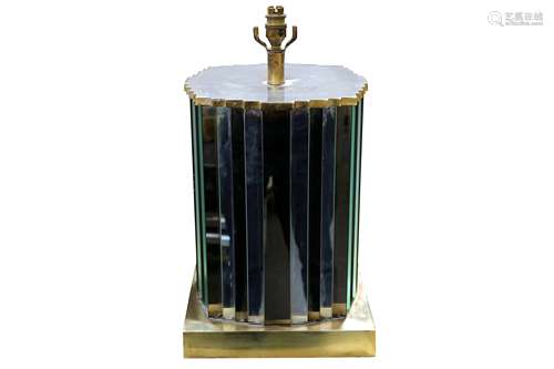 An Art Deco bronze and chromed table lamp