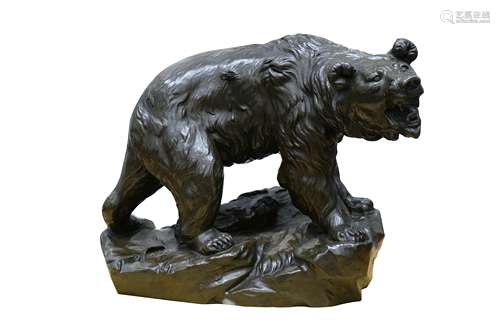 Large 'Wounded Bear' Bronzed Figure