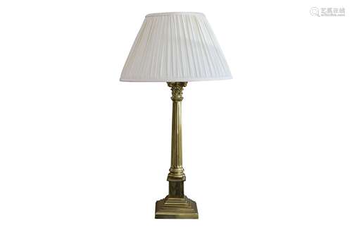 A gilt metal Corinthian column table lamp