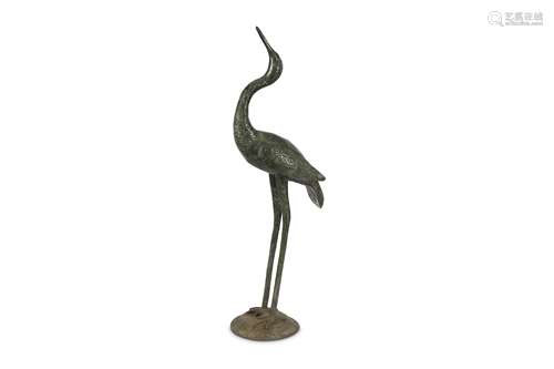 A spelter free standing figure of a stork