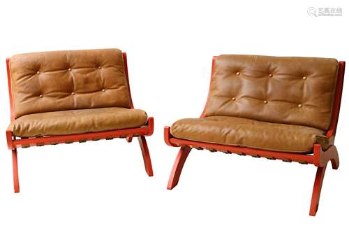 A pair of ICF Furniture chairs, in the Nordic style