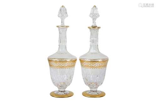 Two St Louis crystal decanters with gilt borders