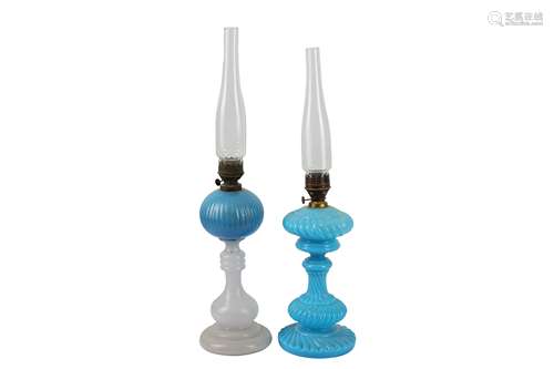 Two mid to late 19th Century Russian glass table lamps