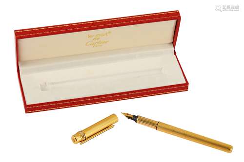 A Must de Cartier gold plated fountain pen in box with papers