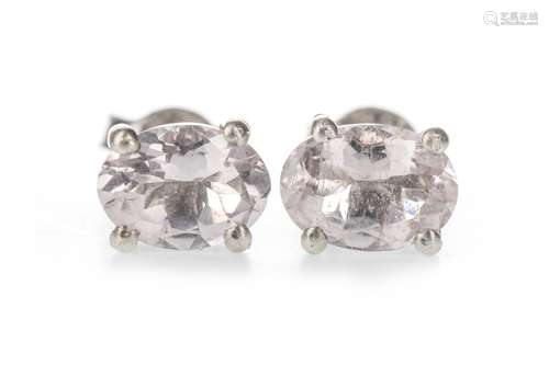 A PAIR OF MORGANITE STUD EARRINGS