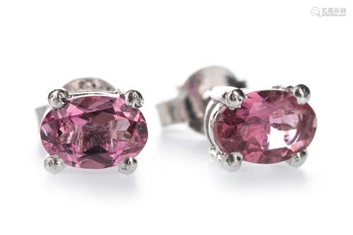 A PAIR OF PINK TOURMALINE STUD EARRINGS